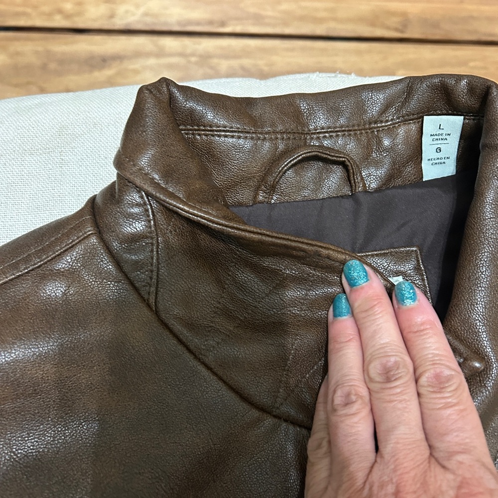 Levi's Brown Leather Shirt Jacket - Picture 5 of 8